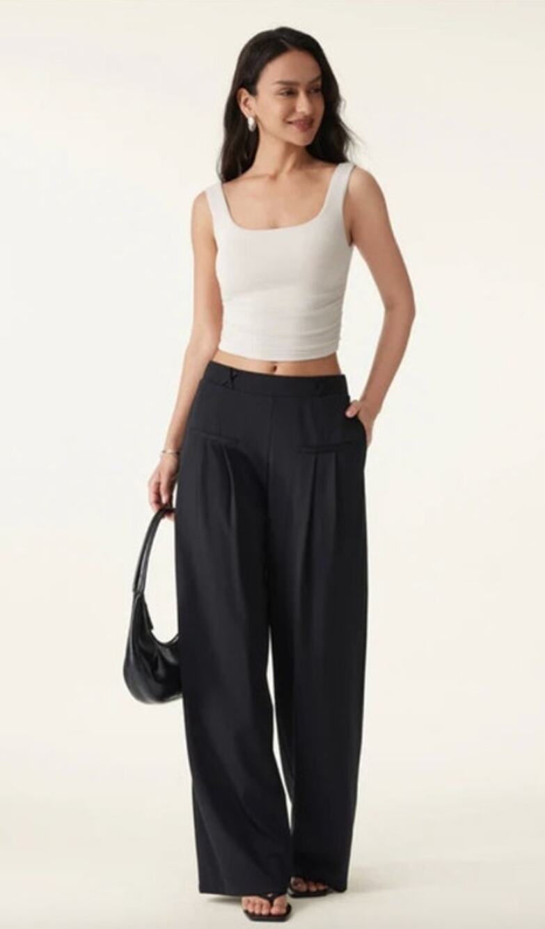 OGL Pants Size XL Black Ponte-De-Roma Drapey Bamboo Ponte Mid Rise Wide Leg